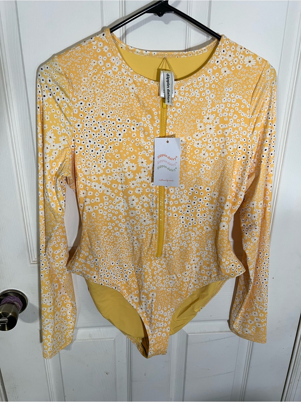 Dippin' Daisy's Yellow Daisy-Print Zippered Swimsuit